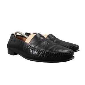 Adolfo Shoes Mens 9.5 Penny Loafer Slip On Moc Toe Leather Classic Leather Black
